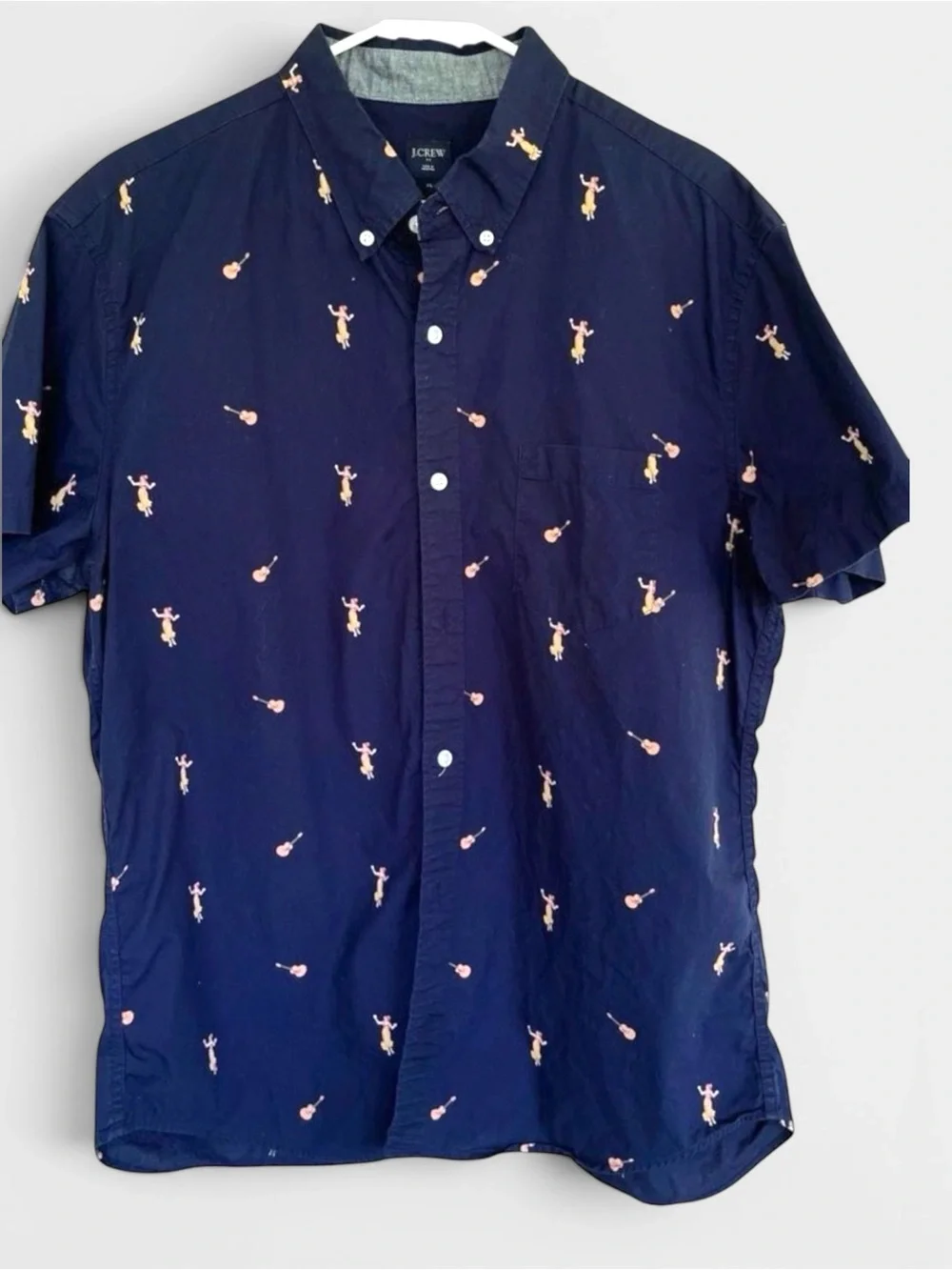 J. Crew Hawaiian Shirt XL Hula Girl Ukulele Print Cotton